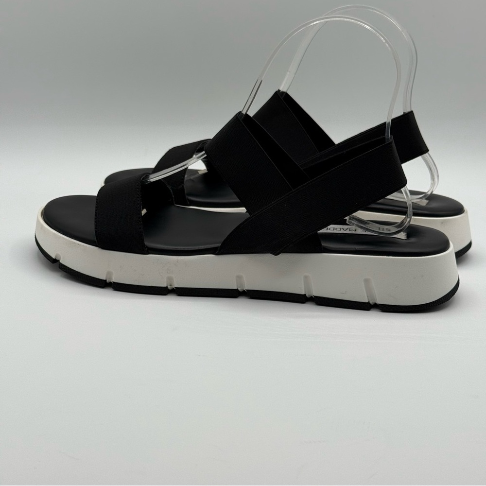 Steve Madden Gavia Elastic Strap Platform Sandals Black/White Women’s 10 - Picture 8 of 12